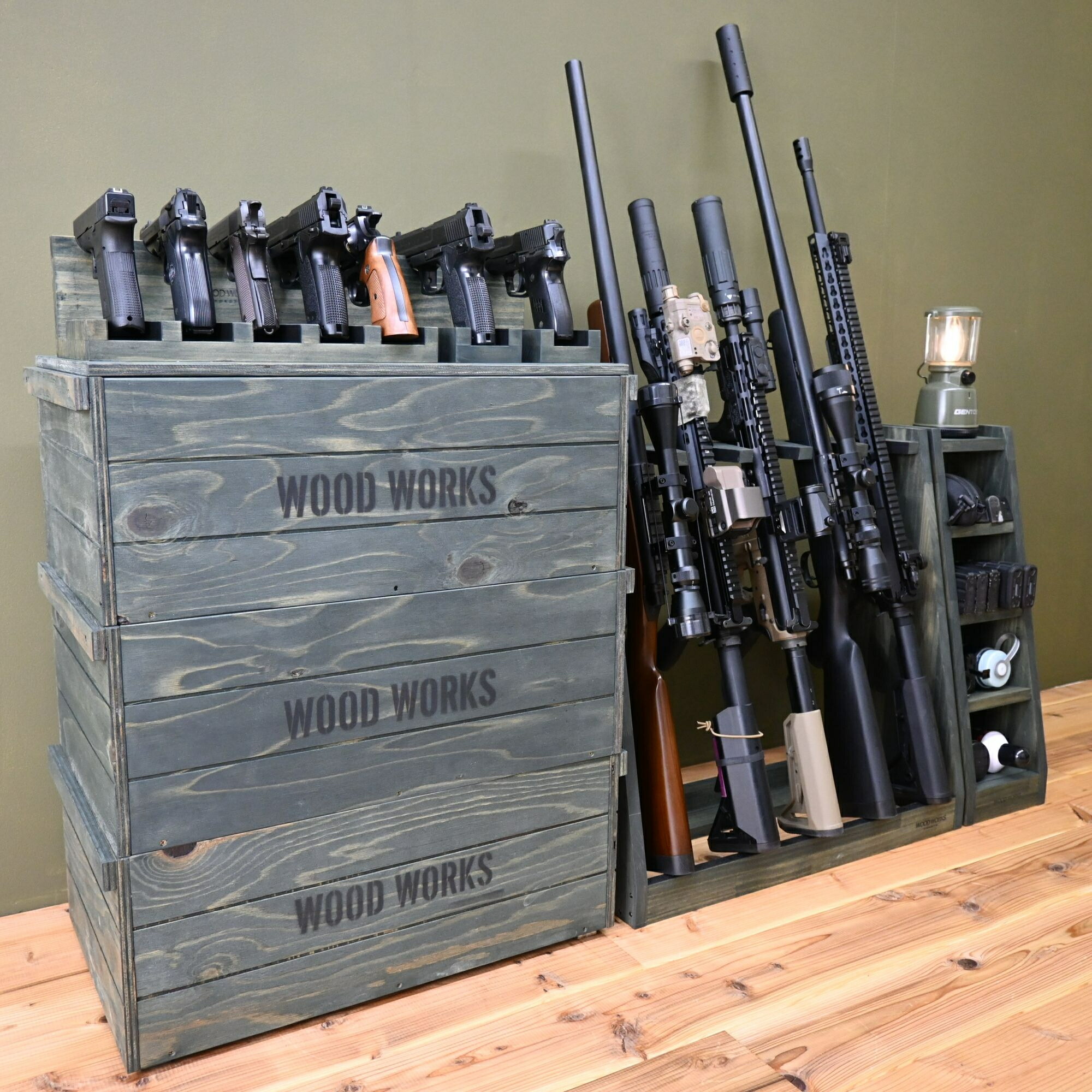 楽天市場】月間優良ショップ連続受賞 WOODWORKS ガンラック 5丁掛 （色