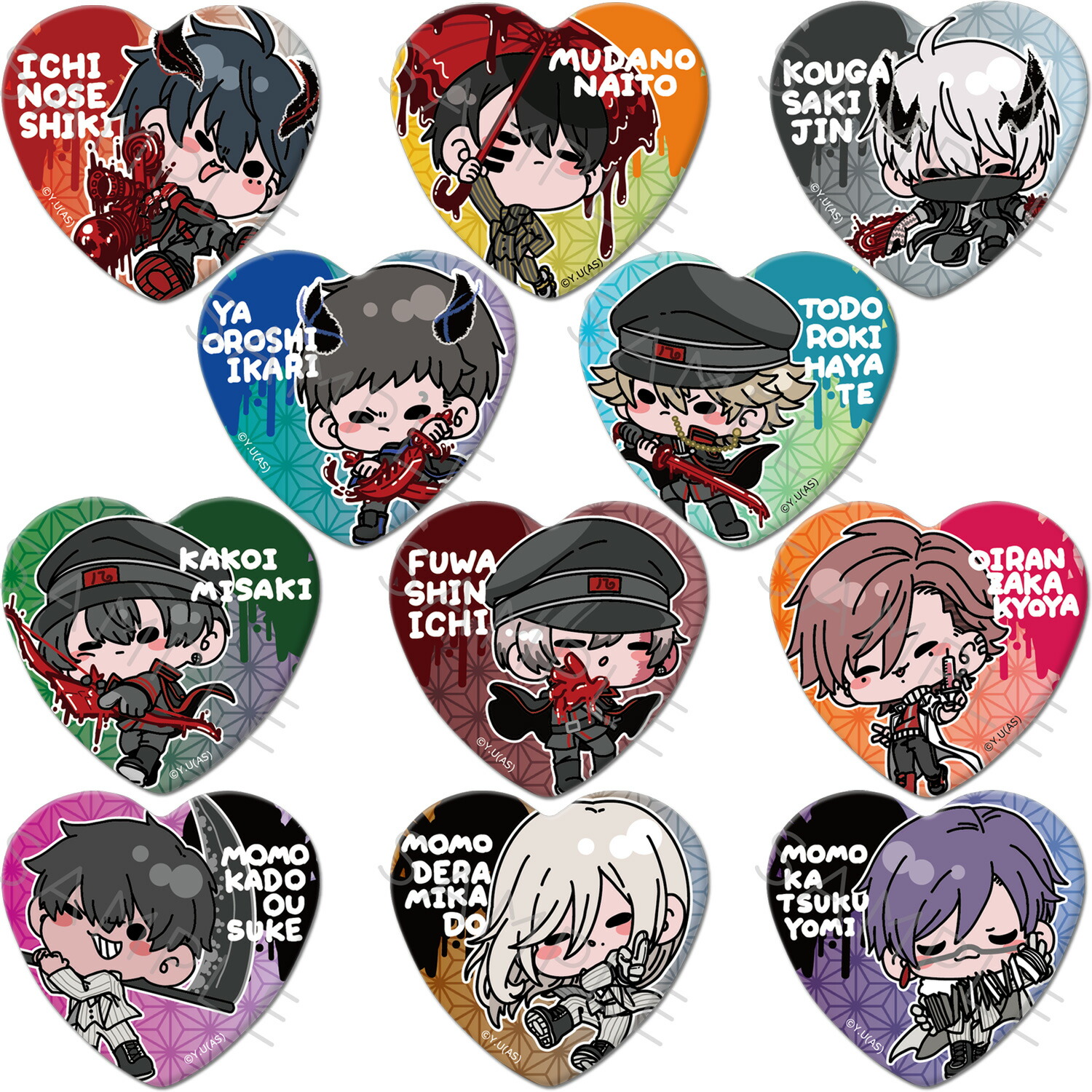 囲 岬 桃源暗鬼 缶バッジ 34点 カバー付き ハート缶バッジ 最終値下げ