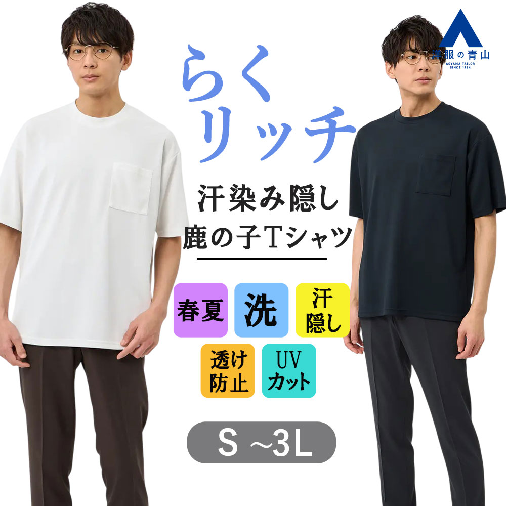 楽天市場】【洋服の青山】らくリッチ 汗染み隠し Tシャツ メンズ 半袖