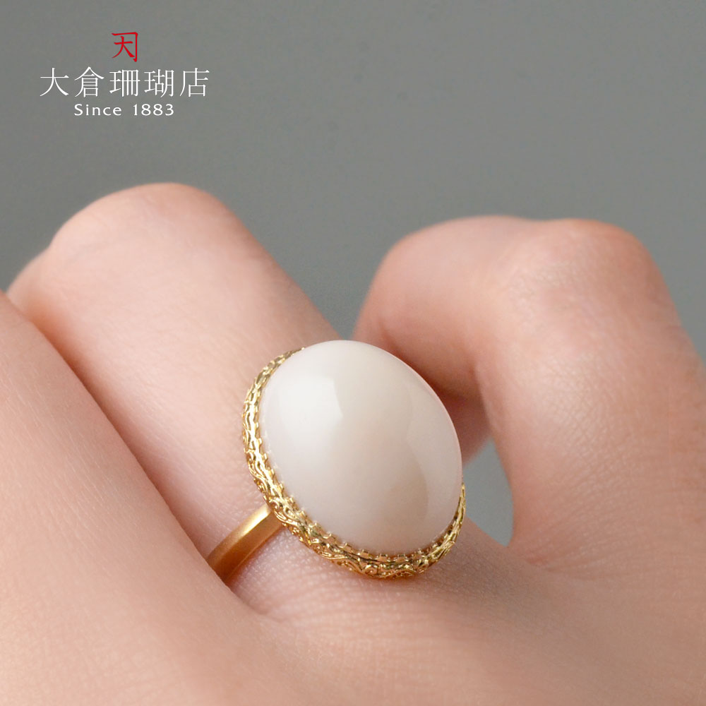 楽天市場】ミッド珊瑚 リング さんご サンゴ K18 18金 ホワイトピンク