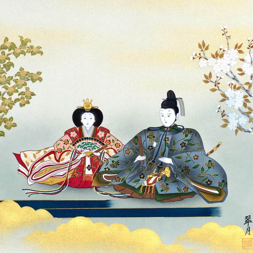 楽天市場】お雛様掛軸 掛け軸 小林翠月 お雛様 【尺八横】約横71×縦