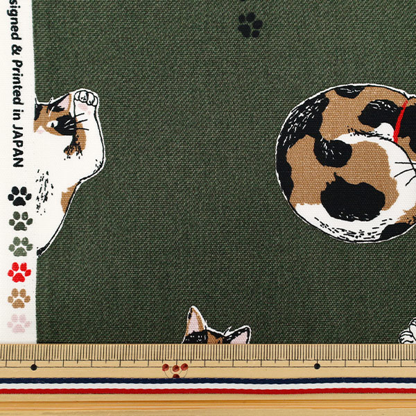 楽天市場】【数量5から】 生地 『オックス 三毛猫 グリーン AP52108-2D