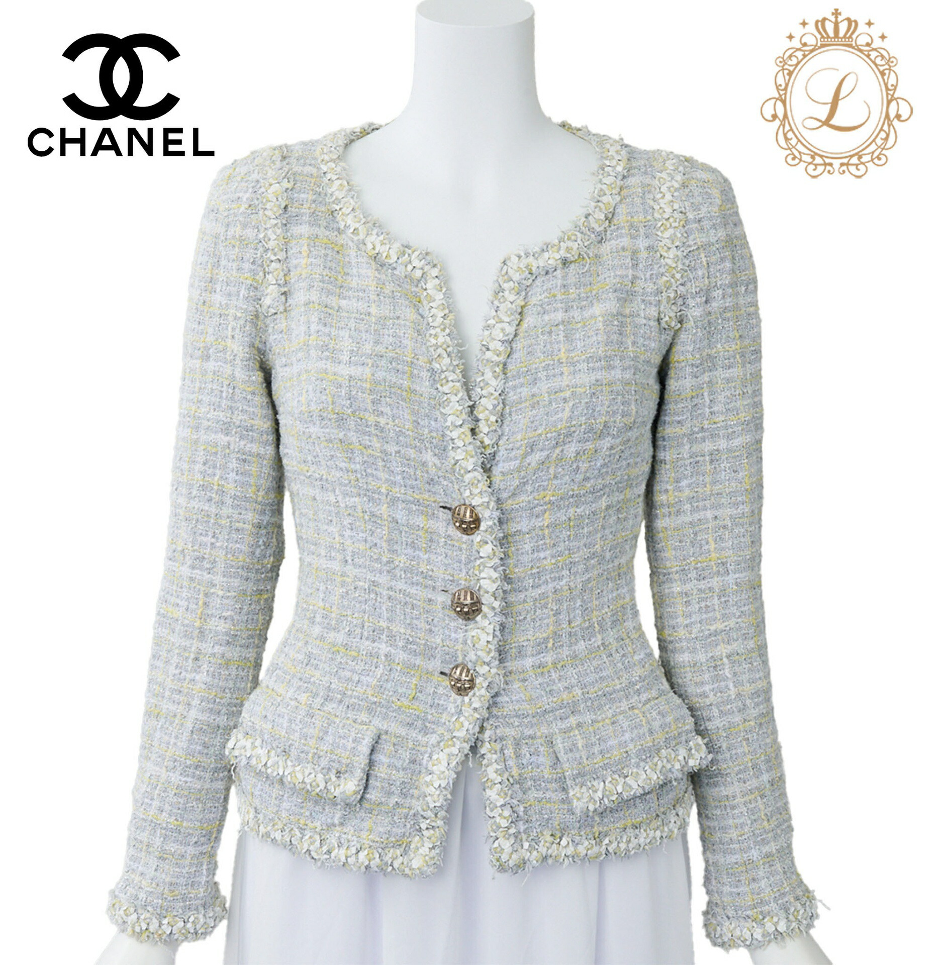 楽天市場】【返品可】CHANEL シャネル ココボタン ツイード ノーカラー