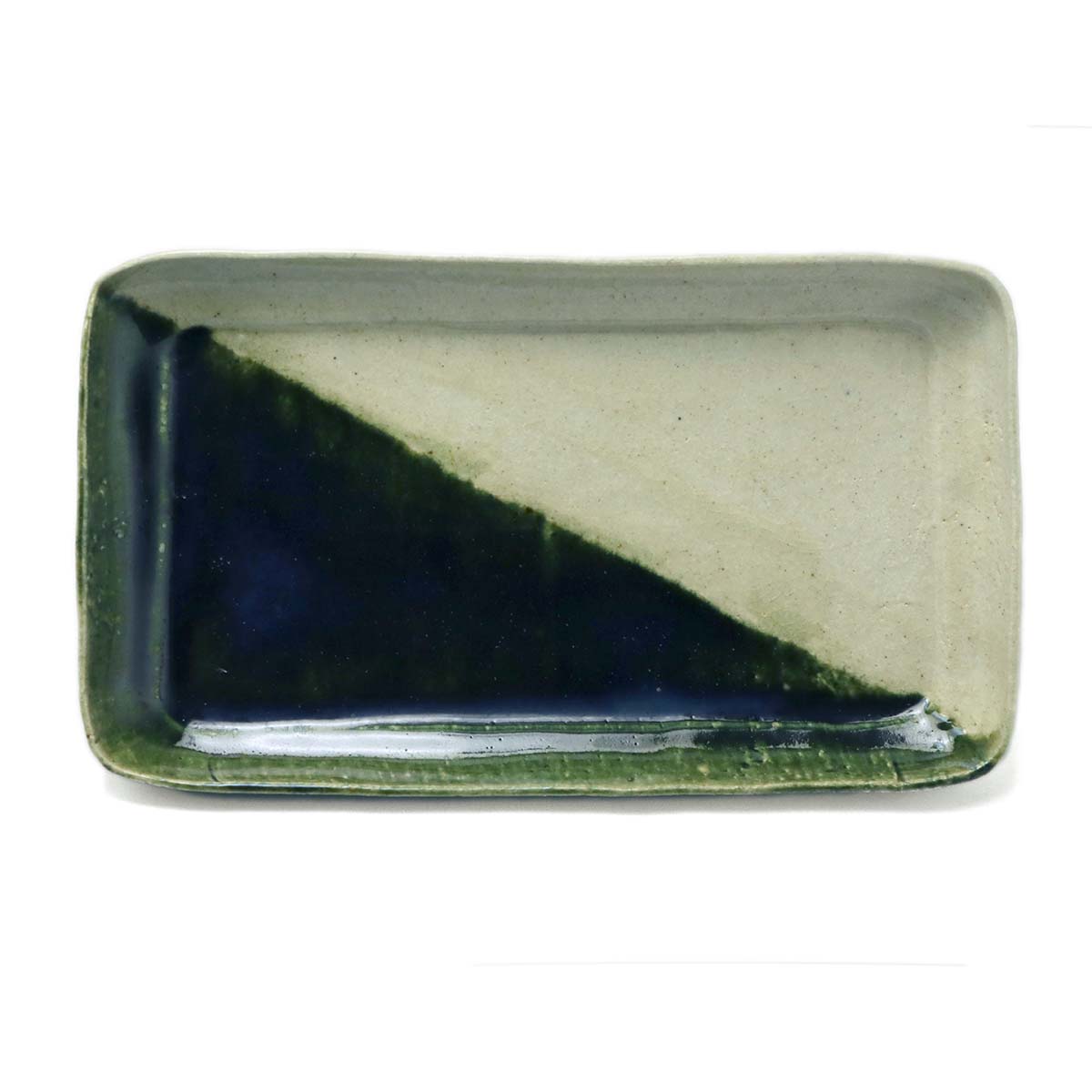 楽天市場】瀬戸焼・織部焼：織部掛け分け角皿23.5×13.5cm・有松進《中