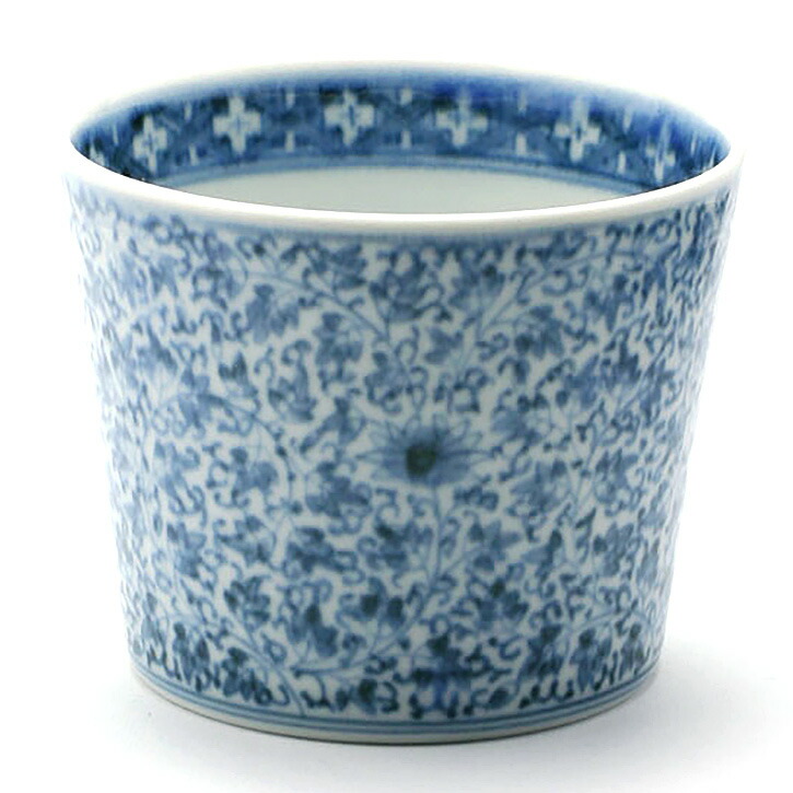 楽天市場】染付：みじん唐草そば猪口・花4つ・阪東晃司《そば猪口・8.5