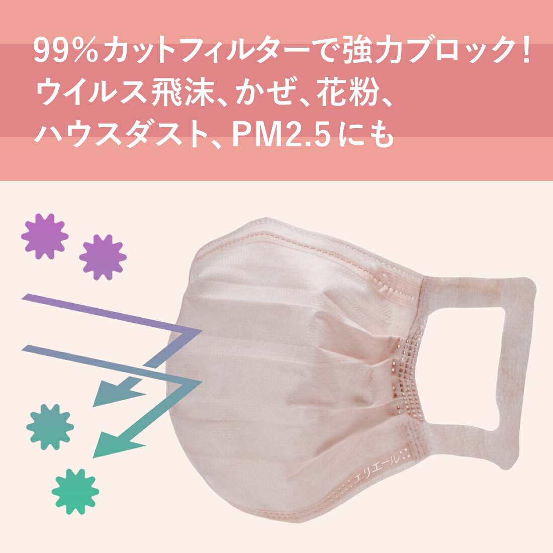 楽天市場】大王製紙 ハイパーブロックマスク エリカラ ピンクベージュ