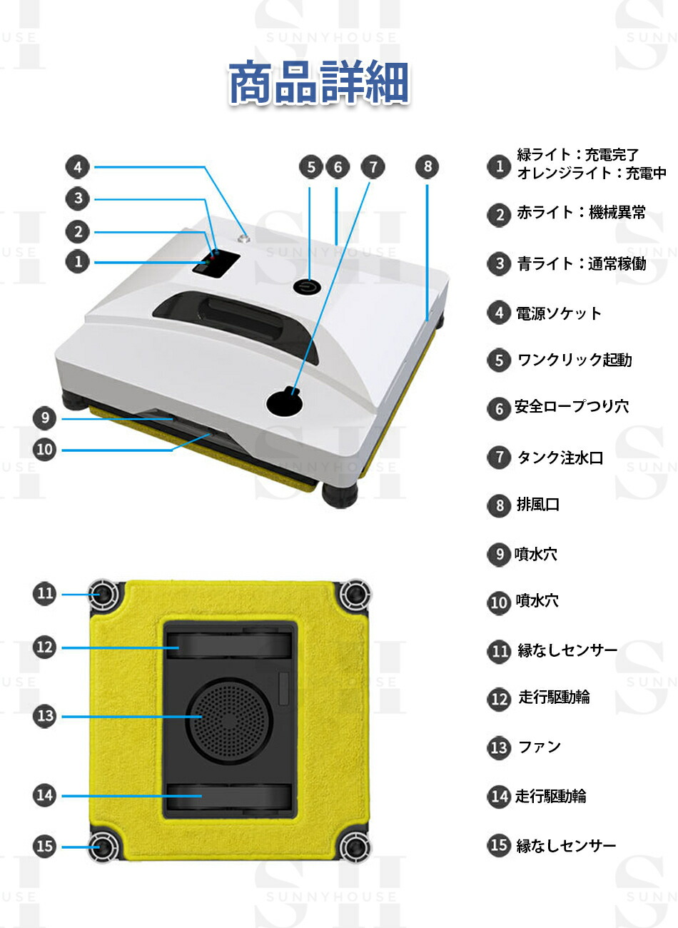 楽天市場】自動窓掃除ロボット、40mlの水タンク付き自動窓掃除キット