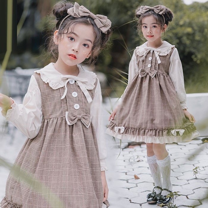 楽天市場】ワンピース カチューシャ付き 子供 女の子 長袖 半袖 2種類