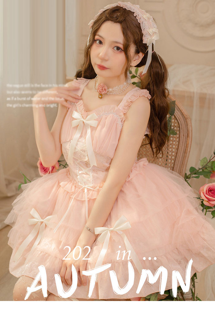 楽天市場】ロリータ ジャンスカ ハイウエスト レースアップ リボン 春