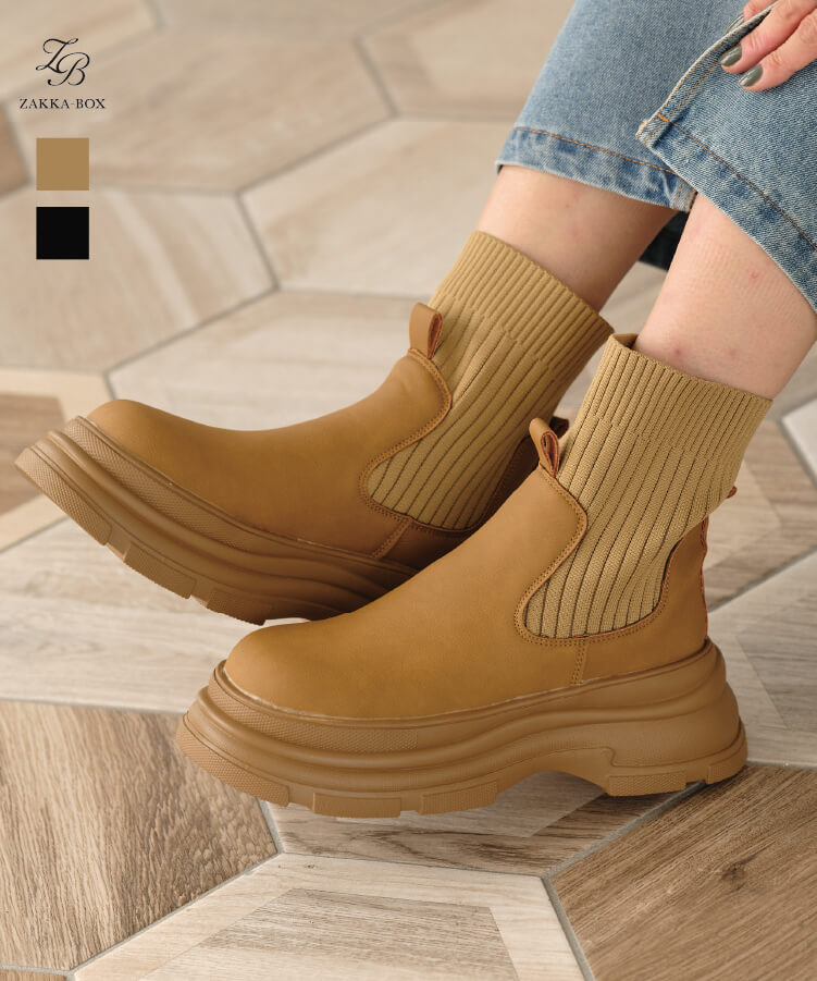 楽天市場】ニットブーツ レディース ショートブーツ サイドゴアブーツ