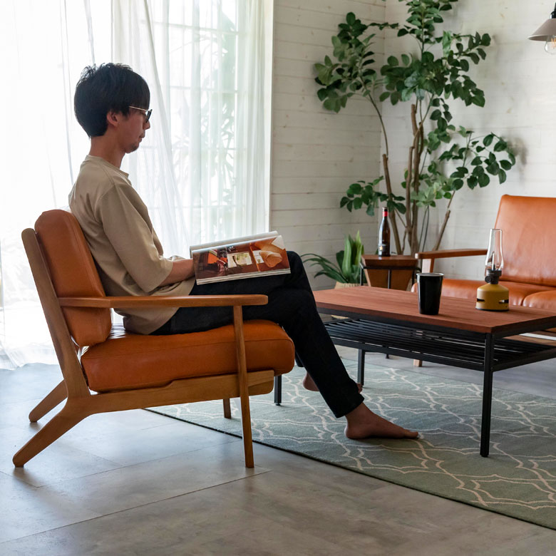 楽天市場】ソファ 1人掛け 本革 木 幅 69cm キャメル ブラウン レザー