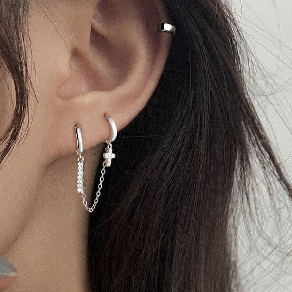 楽天市場】【1000円均一】クロス リング 銀針ピアス☆ビアス