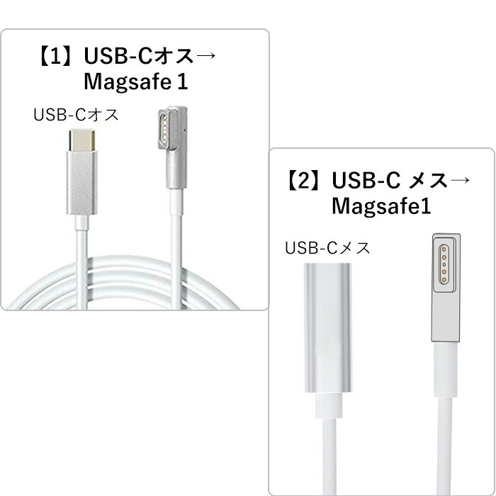 楽天市場】MacBook Air Pro兼用 USB C オス→ Magsafe1 PD L型磁気充電