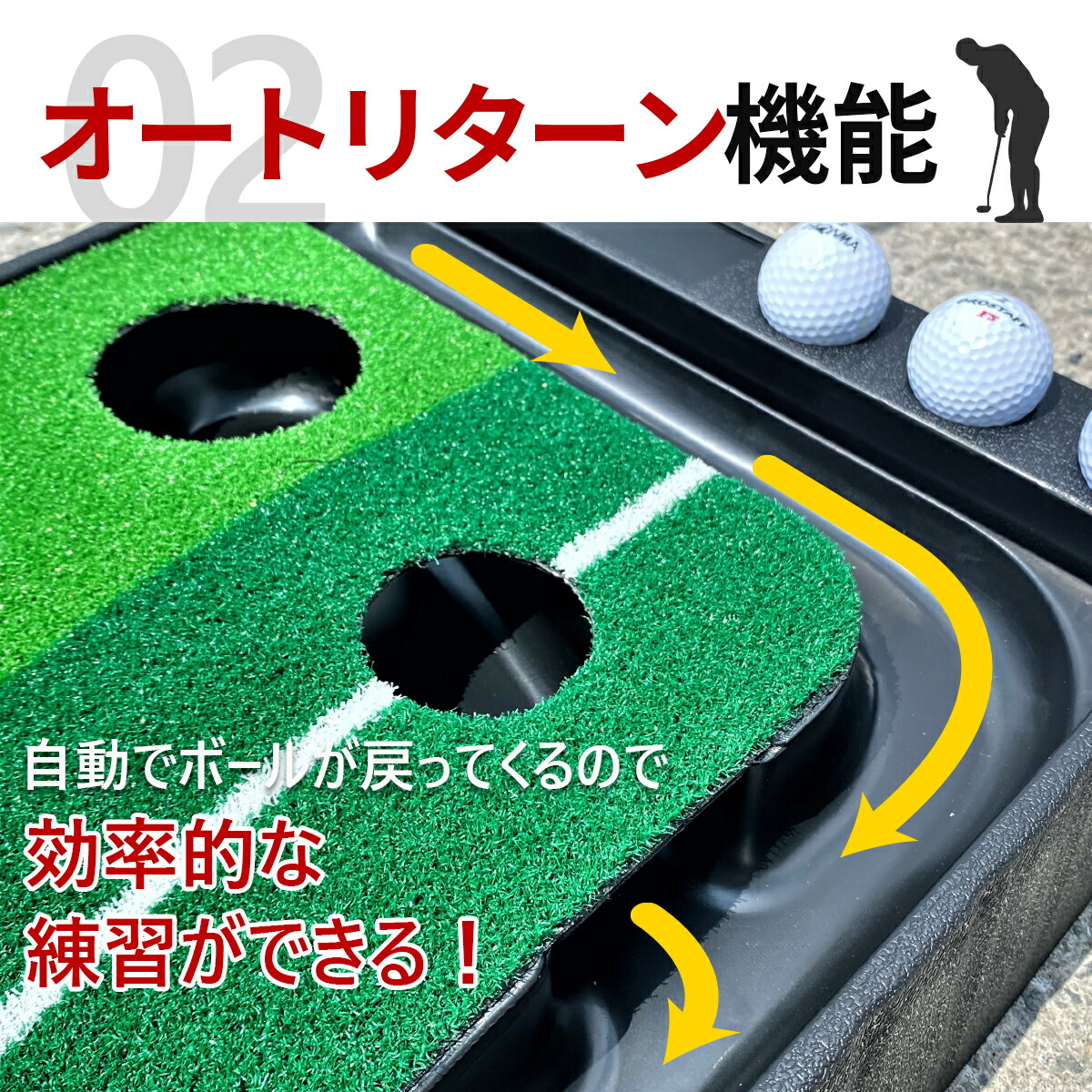 楽天市場】【人気商品】パット練習器具 パター マット 3m 返球機能付き