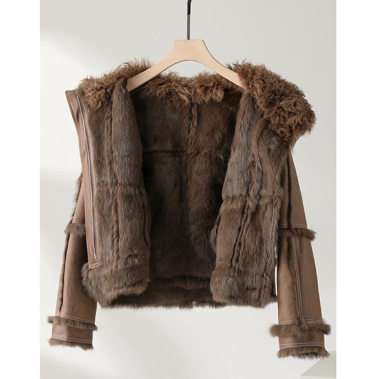 楽天市場】新作 巻きラムファー襟 Wフェイス ラビットファームートン