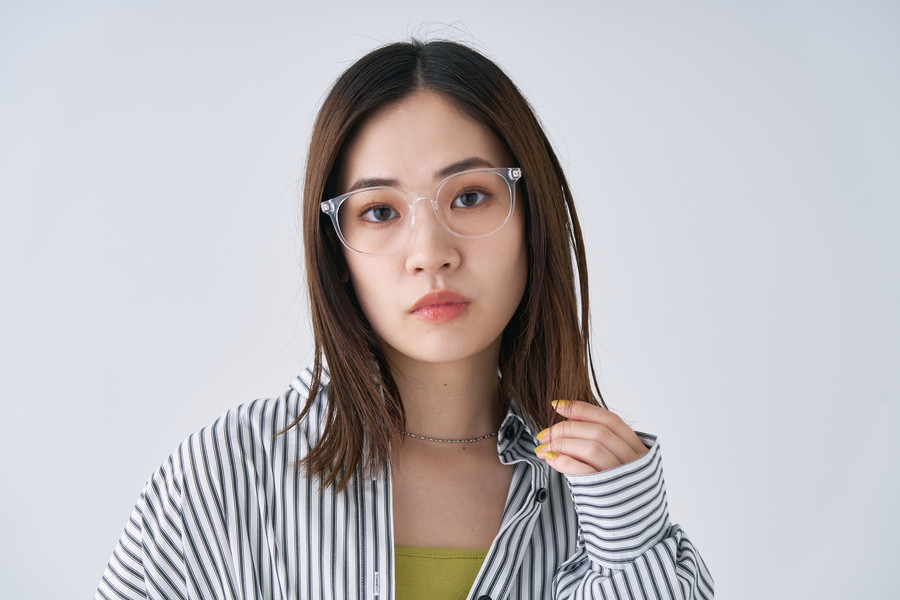 楽天市場】|【中顔面短縮みえメガネ】ボストン型 めがね（クリア（透明