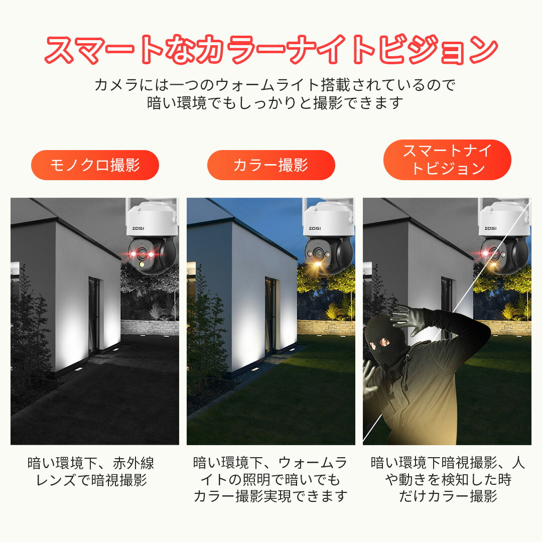 楽天市場】【4K 800万画素】ZOSI 監視カメラ/防犯カメラ 屋外