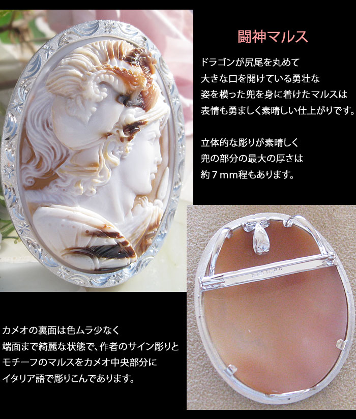 楽天市場】Giuseppe Tesoriere作 シェルカメオ 天然ダイヤモンド0.04ct