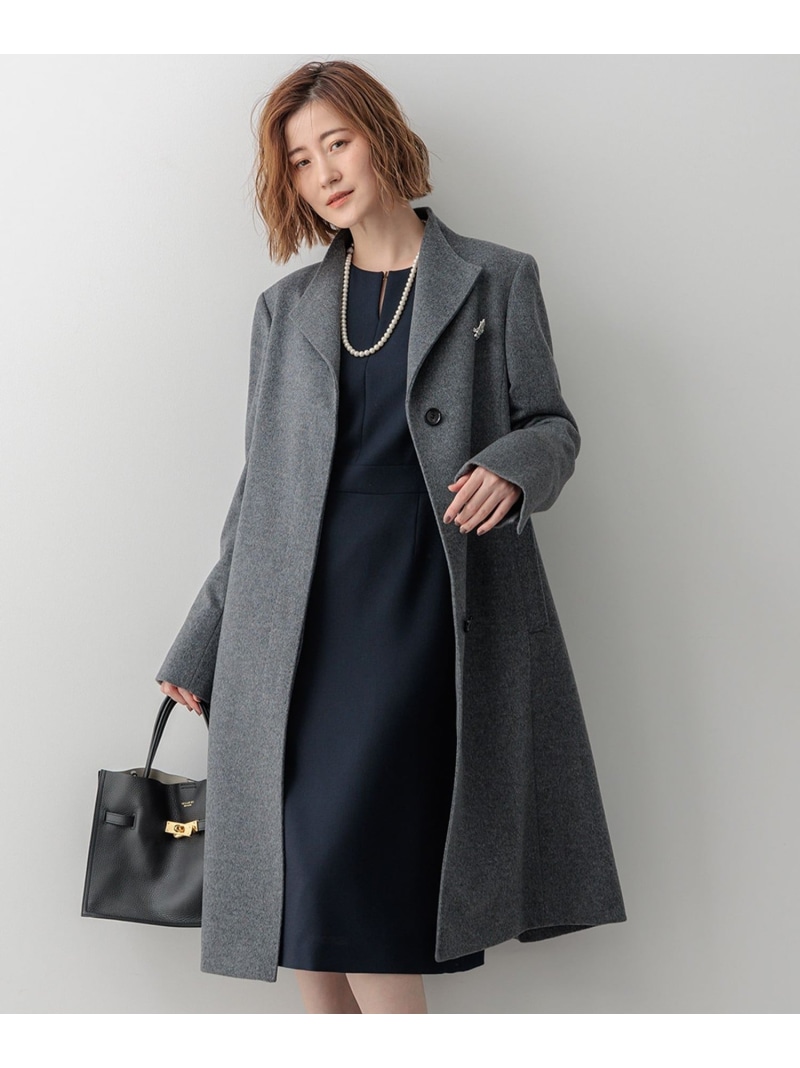 23区 ビーバースタンドカラーコート ウール アンゴラ混合 大きめ