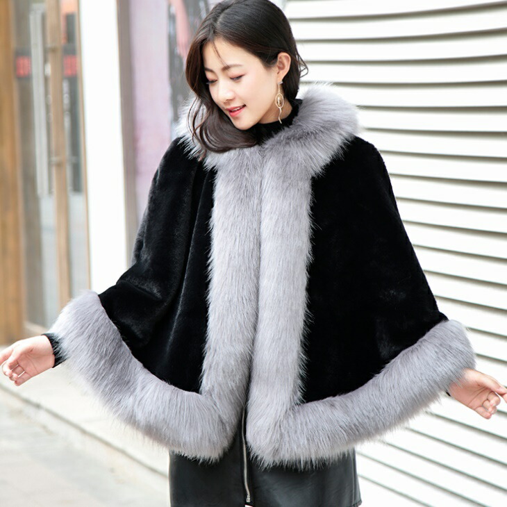 楽天市場】ファー ポンチョ もこもこ ふわふわ ジャケットポンチョ