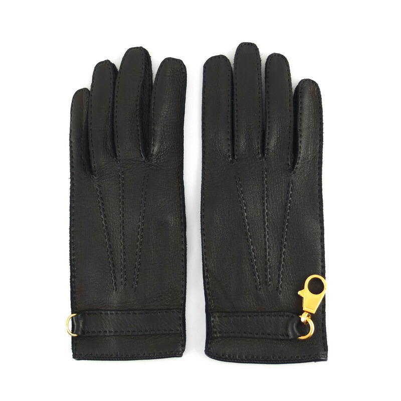 エルメス レザー手袋 黒 金具付き 楽天市場】エルメス 手袋 レディース