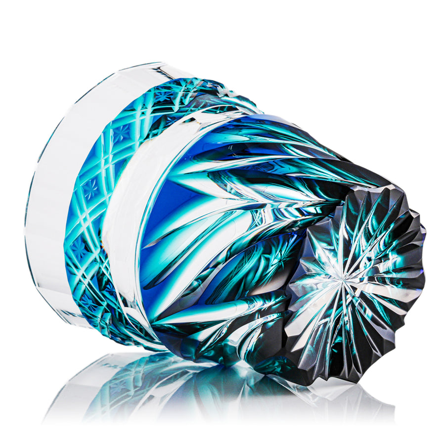 二色タンブラー cut212／ルリ緑 – TSUCHI-YA │ ガラスの器と工芸