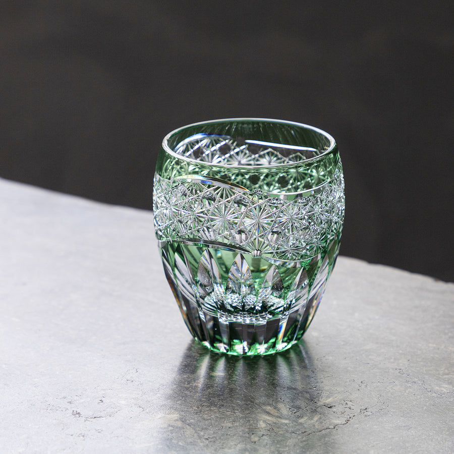 ガラス専門店 │ 江戸切子 │ 鍋谷 聰 │ ロック向日葵 緑 – TSUCHI-YA