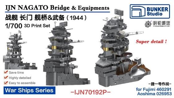 1/700 日本海軍 長門 艦橋セット(1944年)(フジミ 460291/アオシマ