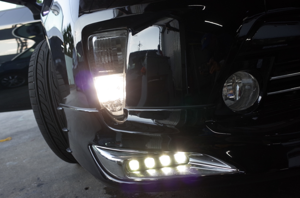 30プリウスのモデリスタエアロのデイライトPowerUPとUSデイライト取付