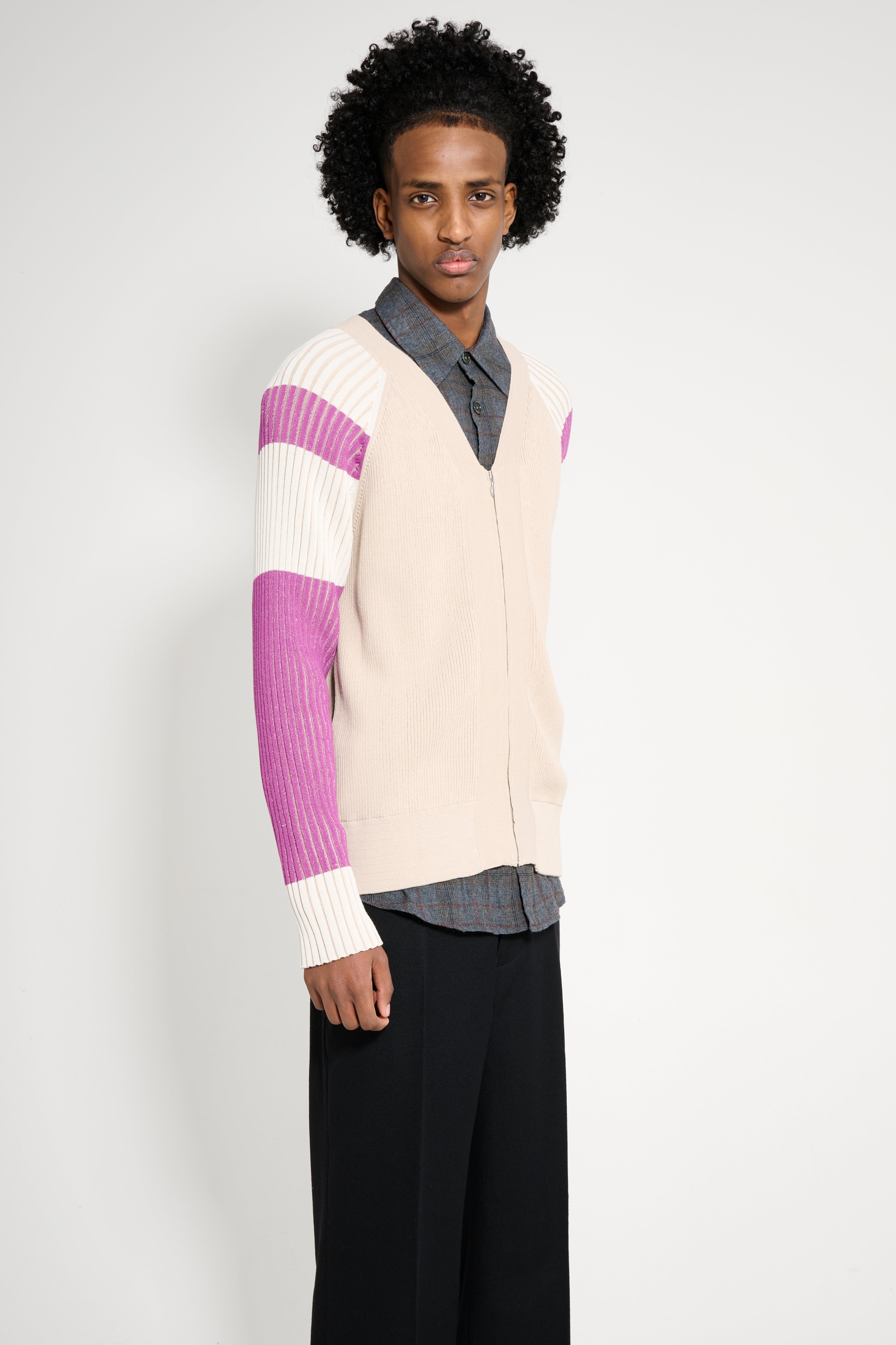 Kiko Kostadinov Inex Cardigan Almond / Purple / Ivory – Très Bien