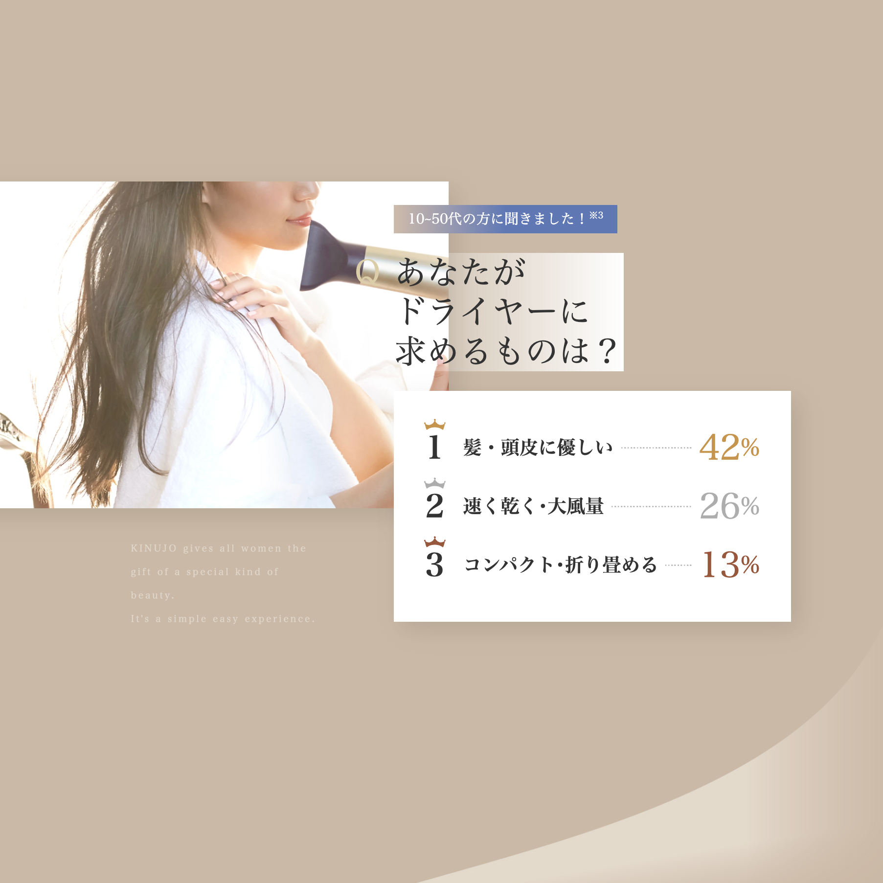 KINUJO キヌージョヘアドライヤー モカ