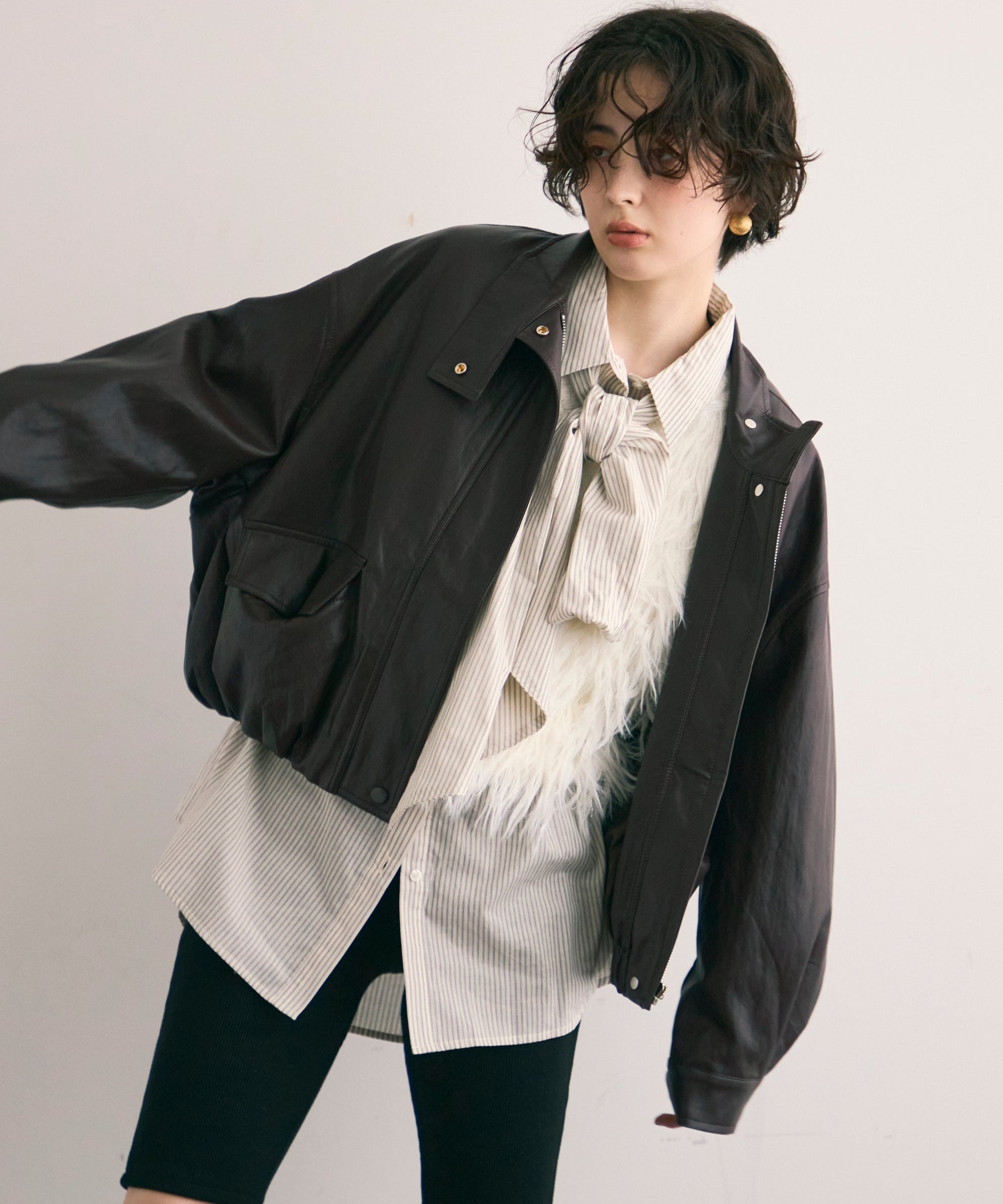 ソフトヴィーガンレザーバルーンブルゾン | Trish