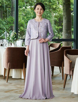 結婚式 母親ドレス・マザーズドレス MD0227-SGY グレー ジャケット付き