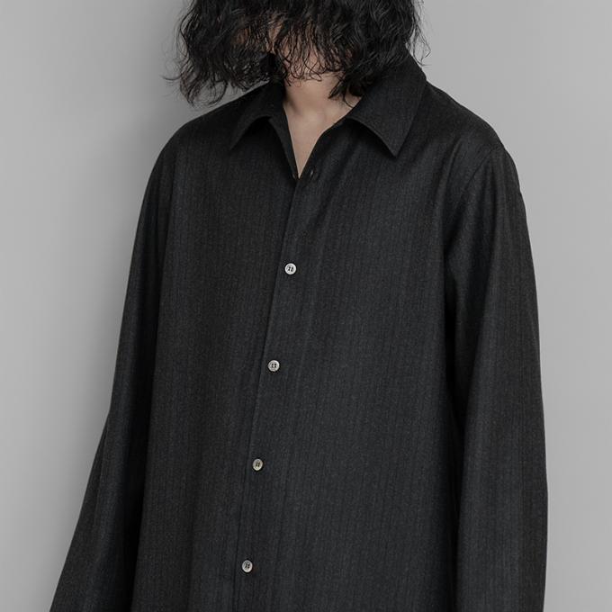 山内 / ウールブラックストライプ・パジャマシャツ | twelve