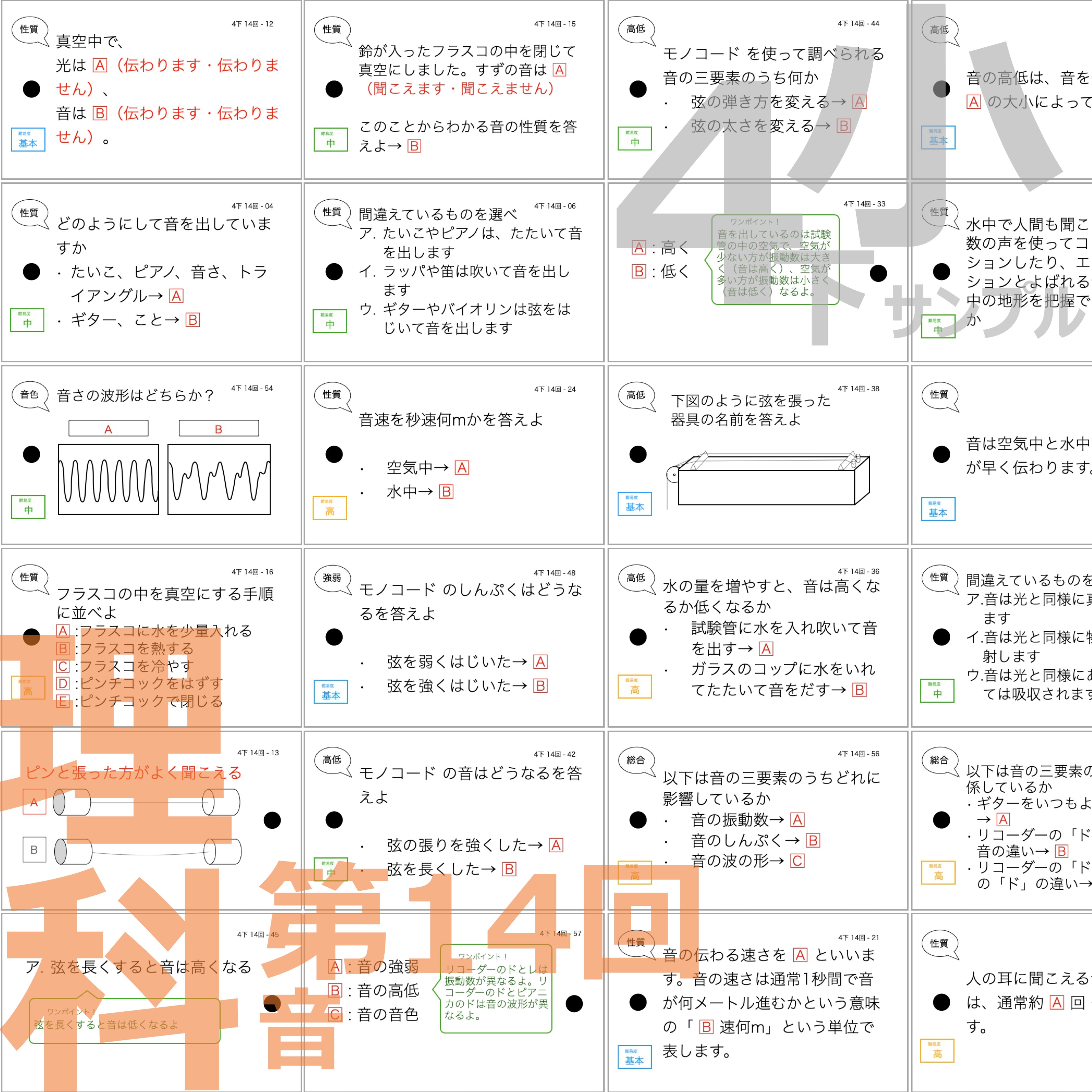 中学受験 暗記カード）4年下 理科全セット 1-18回 – TT1-Learning 中学