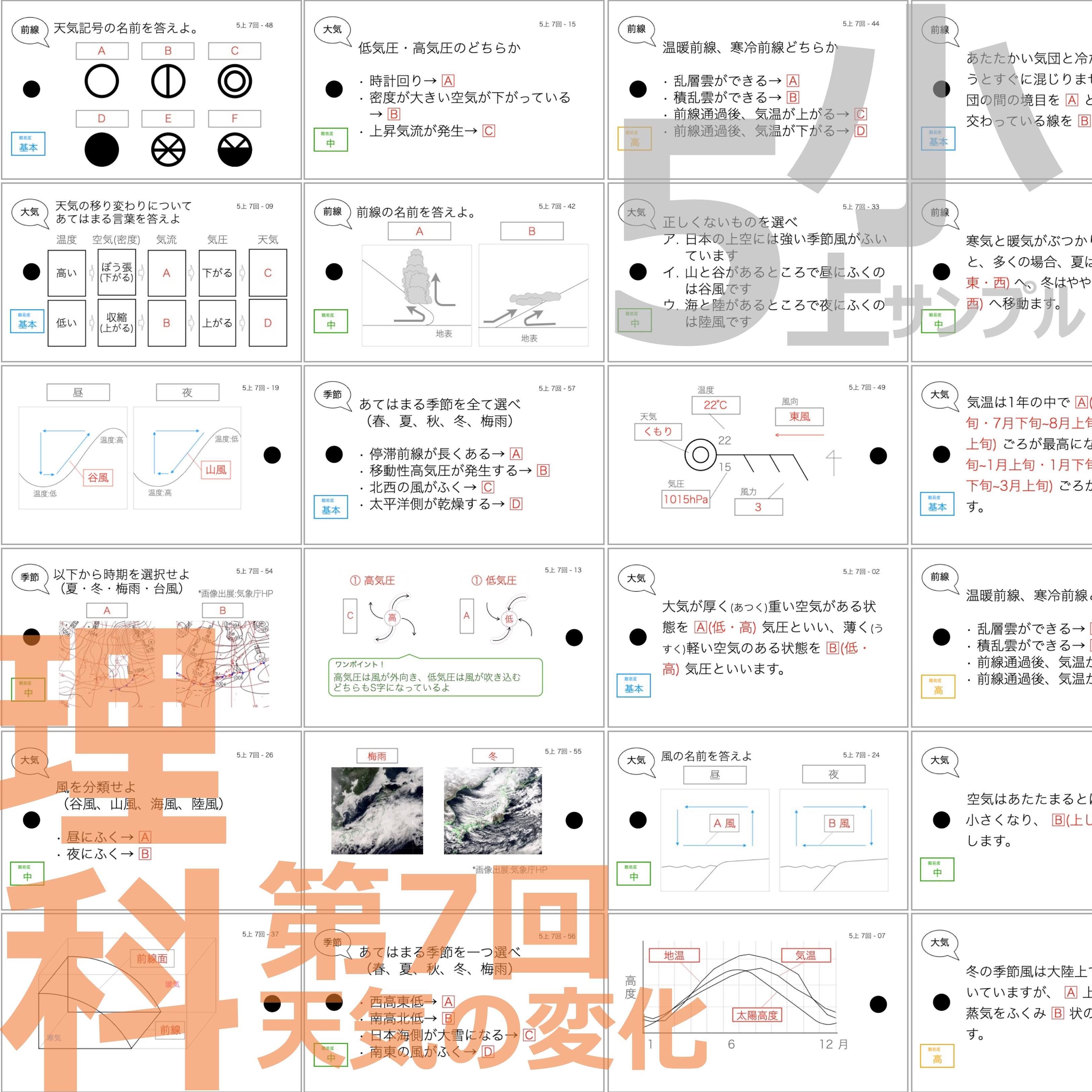 中学受験 暗記カード）5年上 全セット 社会・理科 1-19回 – TT1