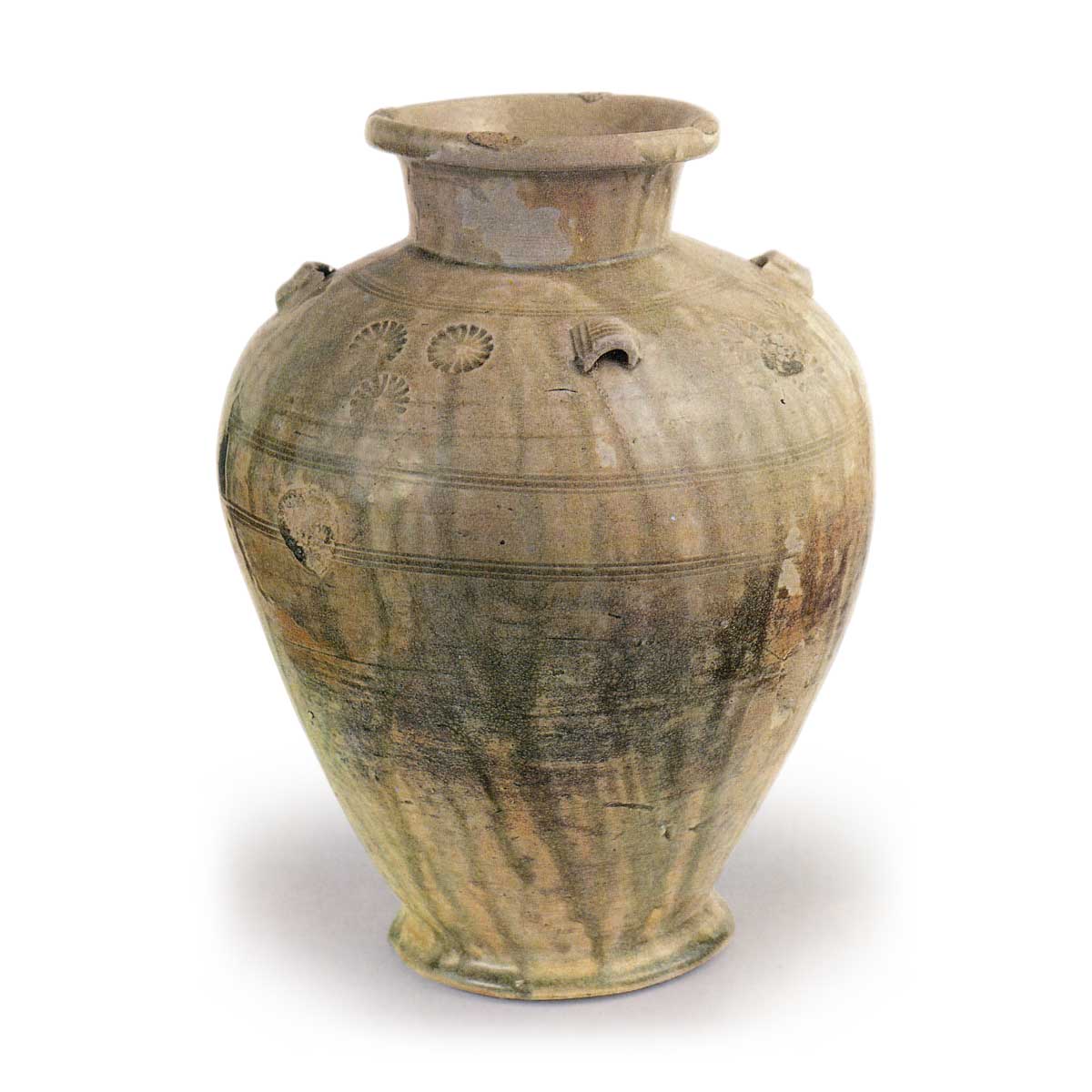 古代佛教遺跡出土完品『紅安南魚草紋酒会壺』桐箱＆極め付 古代佛教