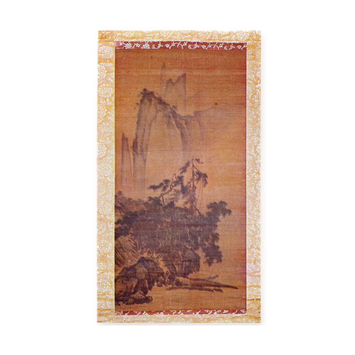 真作/田能村直入/桃林山水図/色紙サイズ/掛軸/名家伝来/AK-662 真作