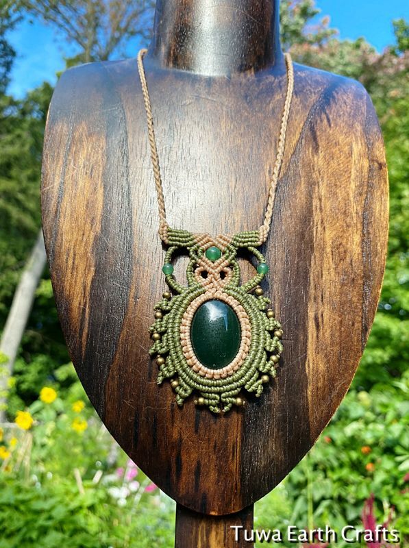 handmade_Luna】マクラメ× アベンチュリン ユナカイト ネックレス