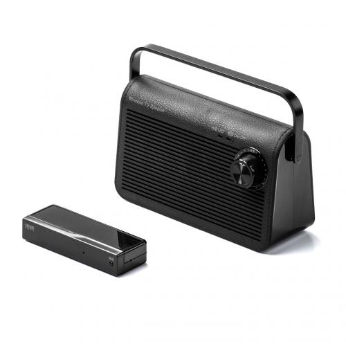 ワイヤレス手元スピーカー 充電式 最大30m ブラック 400-SP083BK/YK