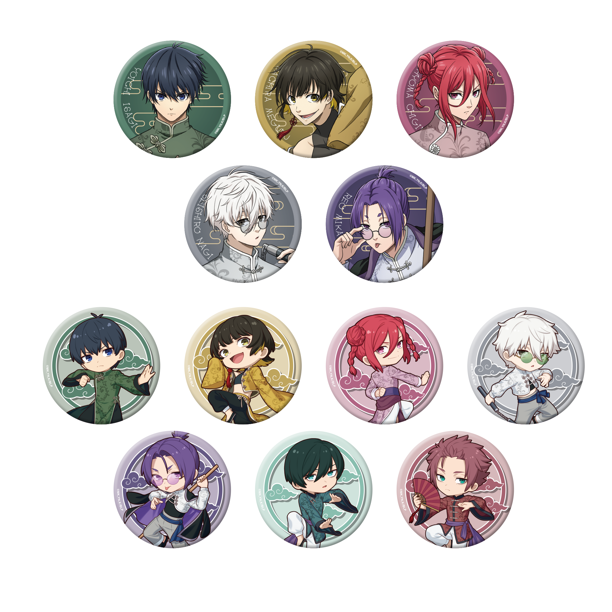 ブルーロック 御影玲王 チャイナカンフー 缶バッジ まとめ ブルー