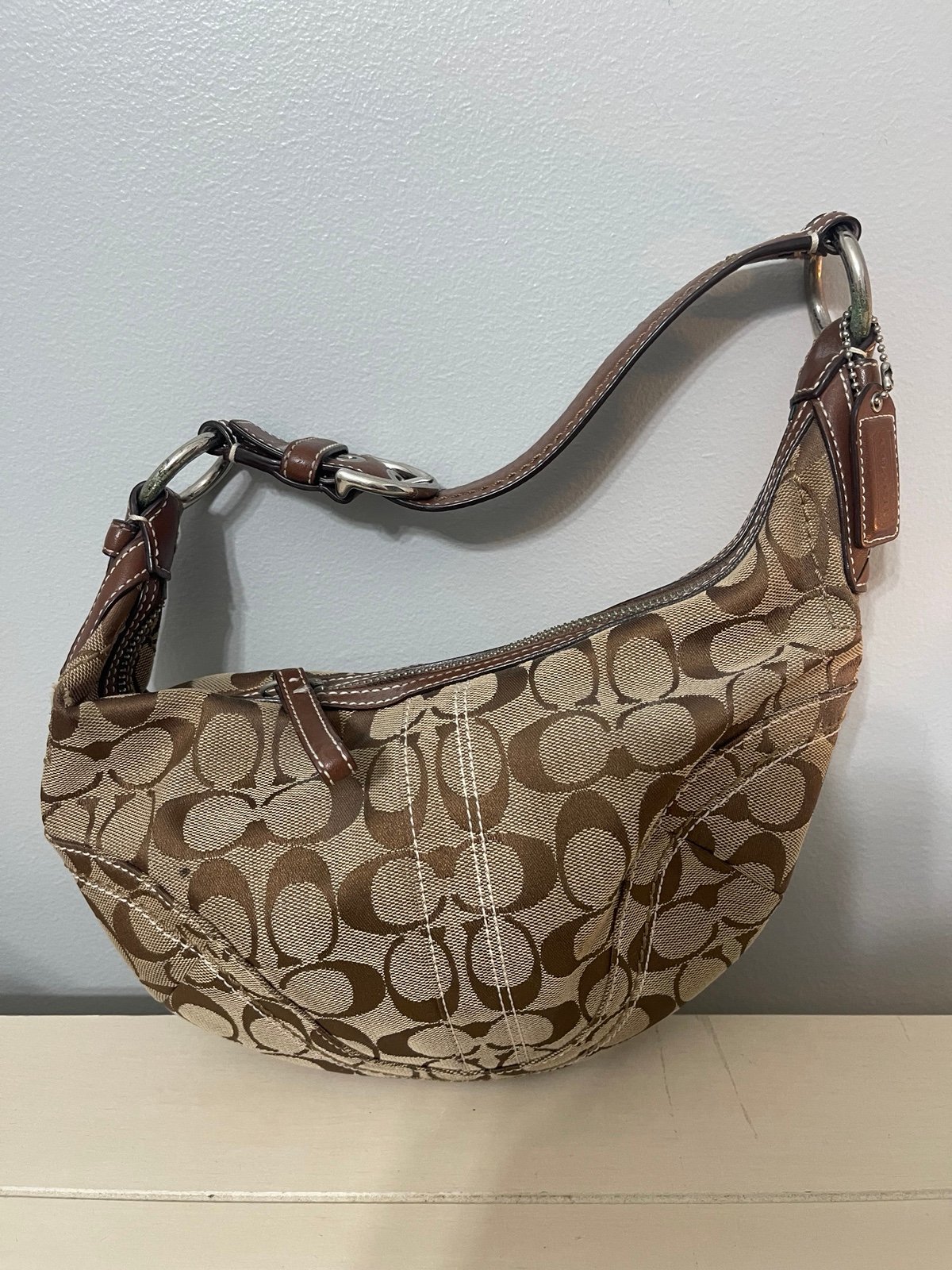 Y2K Coach Signature Brown Shoulder Bag | Mercari