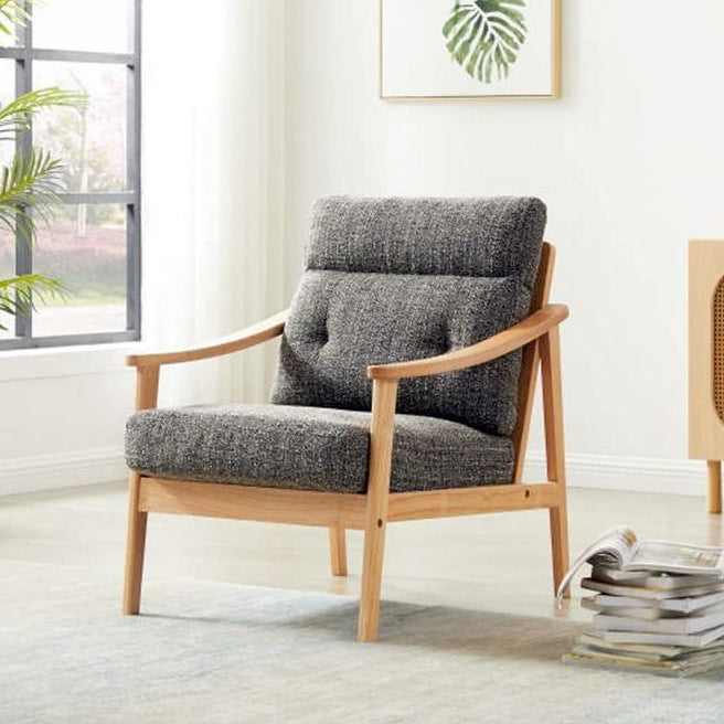 木肘ソファ 1人掛け ファブリック エレガント 肘付き おしゃれ