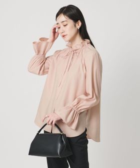 フリルカラー フレアスリーブ ブラウス