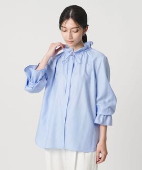 フリルカラー フレアスリーブ ブラウス
