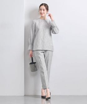 ツートーン ジャガード ブラウス