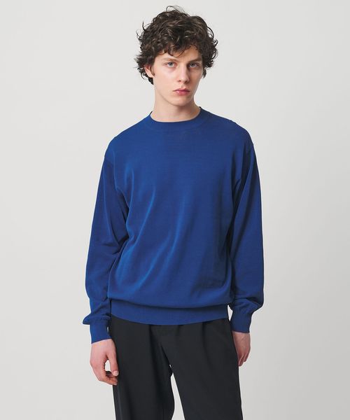 ハイツイストコットン ハイゲージ クルーネックニット 接触冷感