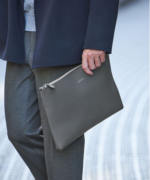 CIBO レザーライク フラット ポーチ L クラッチバッグ