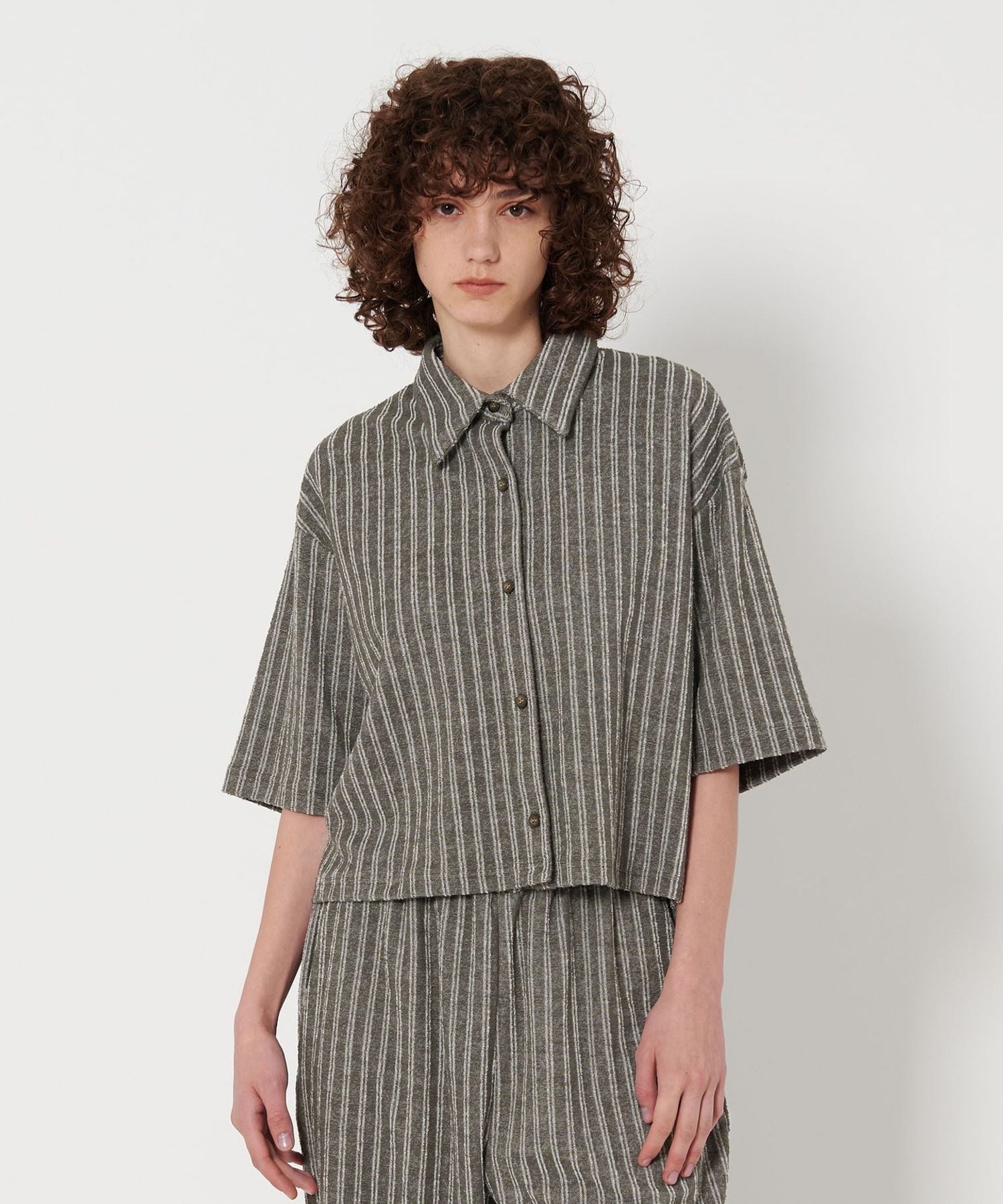 6(ROKU)＞パイル ストライプ シャツ