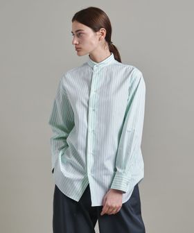 LOEFF＞コットン ブロード バンドカラーシャツ